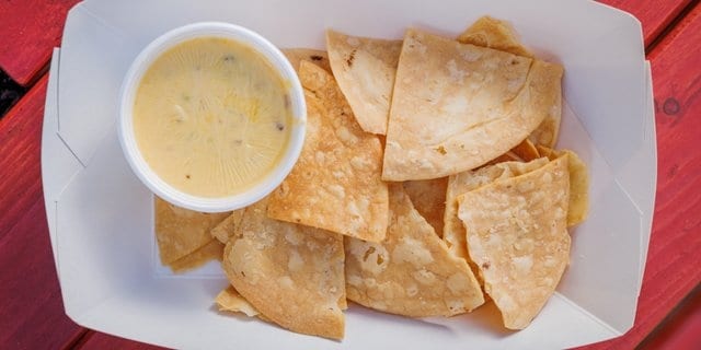 In House Tortilla Chips & Spicy Queso.