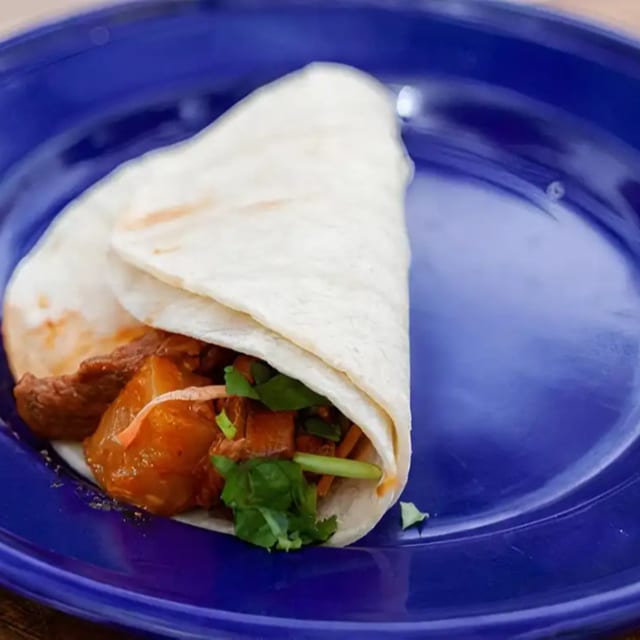 Guajillo Beef w/ cooked potatoes Taco.